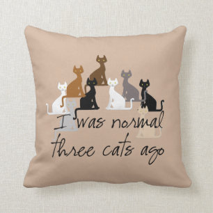 Coussin J'étais il y a les trois chats normaux