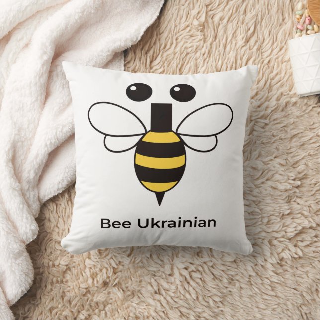 Coussin jeté abeille ukrainien mignon minimaliste (Couverture)
