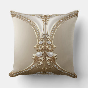 Coussin Jeté avec Cadre Orné Doré et Perles