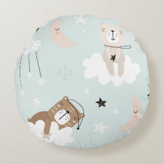 Coussin jeté bleu Teddy mignon pour la nurserie