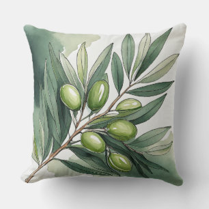 Coussin Jeté   Branche de Laurier à l'Aquarelle II