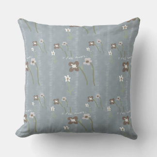 Coussin jeté de fleurs d'automne – Motif floral bl