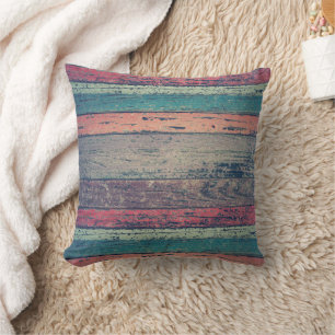 Coussin jeté en bois de plage rustique coloré