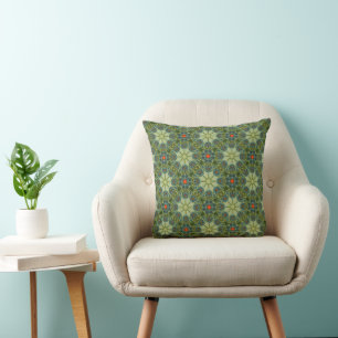 Coussin jeté en carreau floral rétro – Vert Vintag