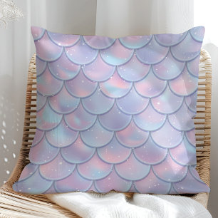 Coussin jeté en écailles de sirène pastel