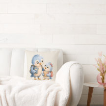 Coussin jeté Frère Sœur Oiseau Bleu