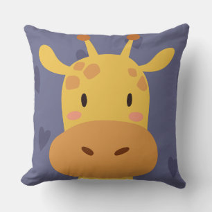 Coussin Jeté Girafe Mignon Cœurs Violets Enfants