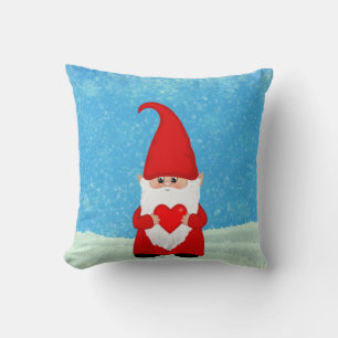 Coussin jeté Gnome de Noël mignon avec cœur