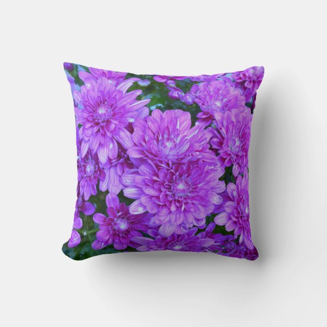 Coussin jeté Mums violettes (Recto)