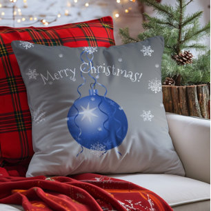 Coussin Jeté Ornement De Noël Fantaisie Bleu