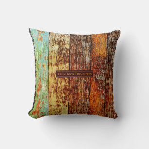 Coussin jeté planches de vieux quai