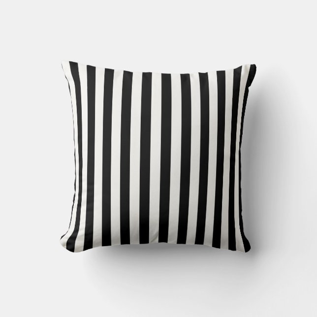 Coussin jeté rayures noir et blanc (Recto)