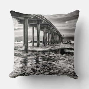 Coussin Jetée en N&B à l'aube, Californie