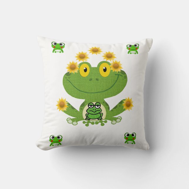 Coussin jeter la grenouille de décore d'oreiller (Recto)