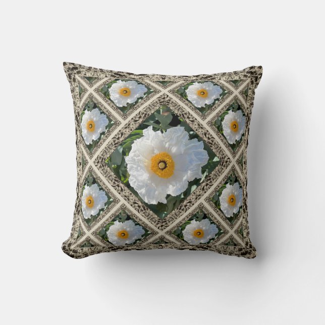 Coussin Jeter l'oreiller avec les Poppies Matilija (Recto)
