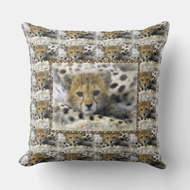 Coussin Jeter Oreiller/Bébé Cheetah (Recto)