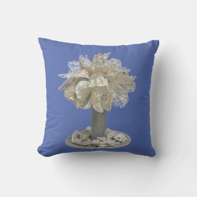 Coussin Jeter Oyster Coquille Palmetto Arbre bleu bkgr (Recto)