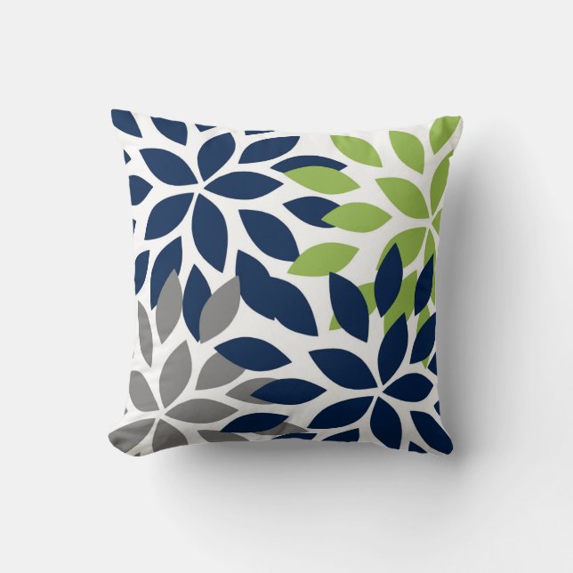 Coussin Jeter Pillow Dahlia Marine Vert Blanc (Recto)