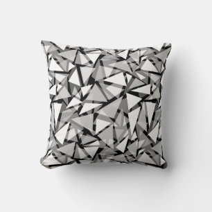 Coussin Jeter Pillow géométrique triangles formes gris