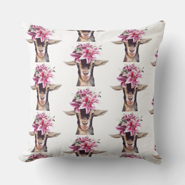 Coussin Jetez l'Oreiller Lily la chèvre (Recto)