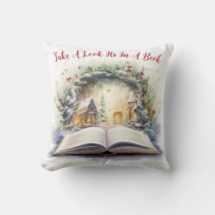 Coussin Jetez un coup d'œil, c'est dans un livre