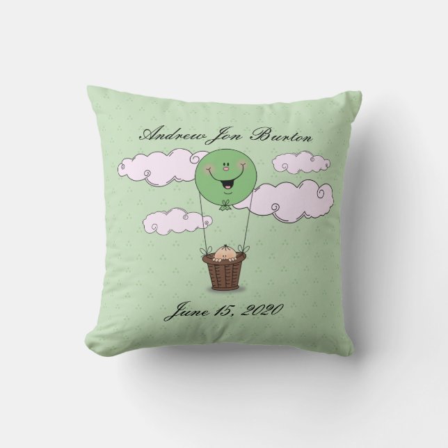 Coussin Jetez un coup d'oeil une naissance de vert de bébé (Recto)