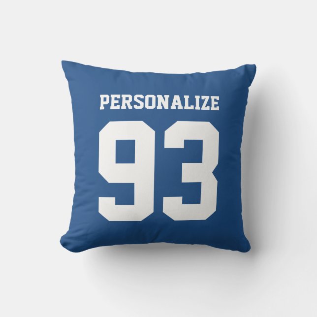 Coussin Jeu bleu personnalisé numéro de maillot extérieur  (Recto)