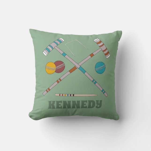 Coussin Jeu de Croquet Jade Green Personnalisé (Recto)