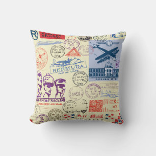 Coussin Jeu de décors de tampon de document vintage