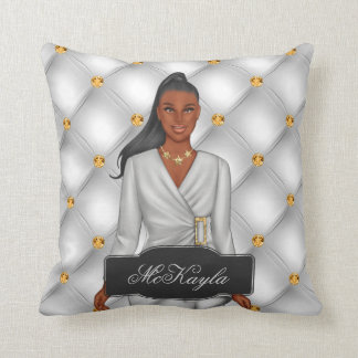 Coussin Jeu de femme afro-américaine de mode personnalisée