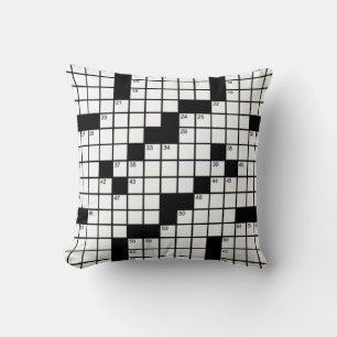 Coussin Jeu de mots croisés drôle en noir et blanc