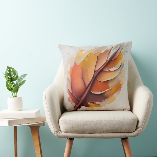 Coussin Jeu De Peintures Feuilles Modernes Abstraites, Feu (Chaise)