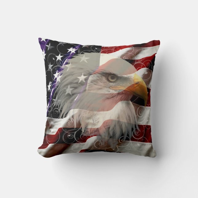 Coussin Jeu d'oreiller du drapeau américain de l'aigle (Recto)