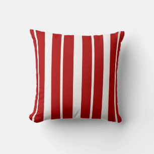 Coussin Jeu d'oreiller rayé blanc et rouge nautique