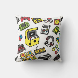 Coussin Jeu vidéo, jeu de doodles