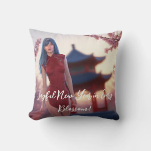 Coussin Jeune Cheongsam Beauté Poster pour le Nouvel An ch