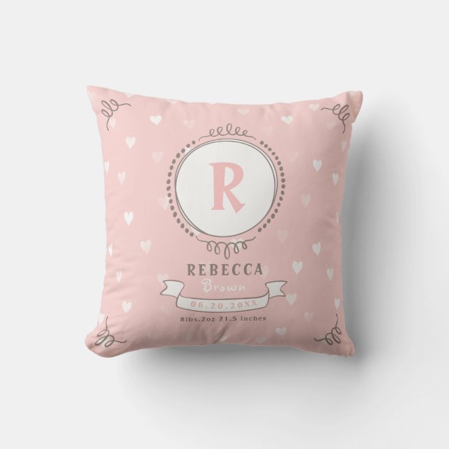 Coussin Jeune fille à naître, garde-bébé personnalisée, mo (Recto)