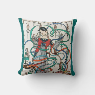 COUSSIN JEUNE FILLE AVEC DES ESCALIERS DE RIBBON COLORÉS E