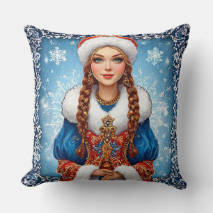 Coussin Jeune fille de neige Portrait de Belle Hiver