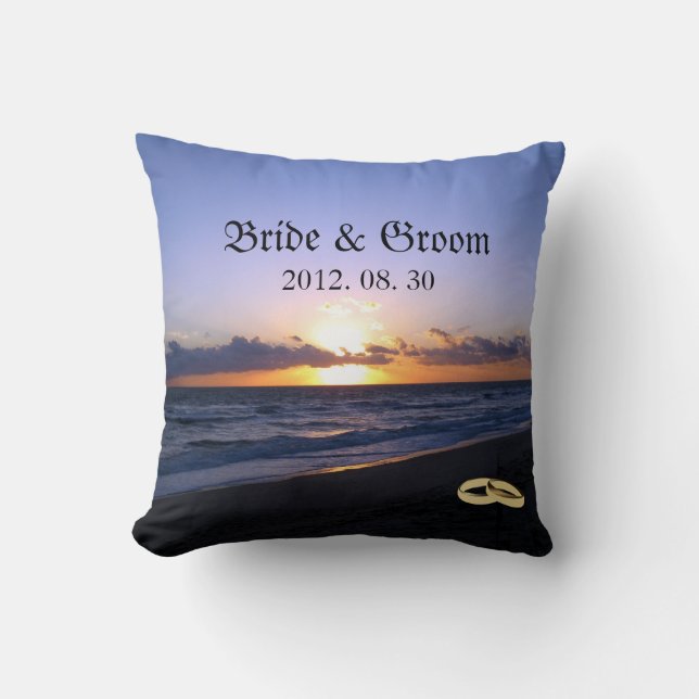 Coussin Jeune mariée de mariage de plage et souvenir de (Recto)