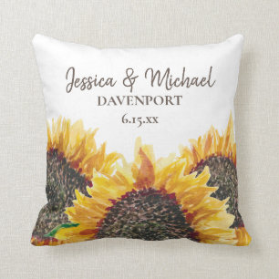 Coussin Jeunes Mariés Tournesols Jaunes Marron L'Aventure 