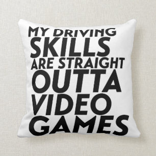 Coussin Jeux vidéo drôles de voiture de course pour le