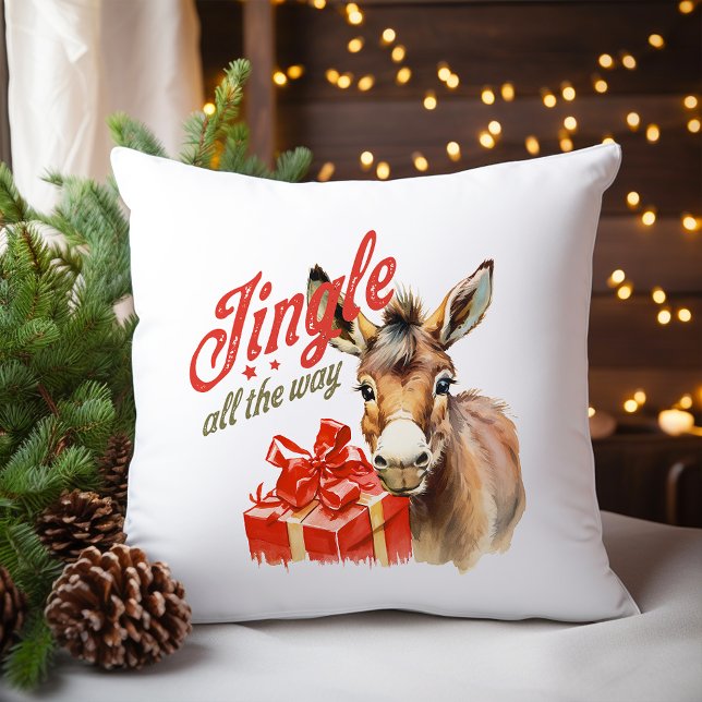 Coussin Jingle Tout le long de la ferme de Noël âne (Créateur téléchargé)