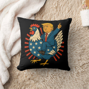 Coussin Jockey de poulet Trump Mème amusant