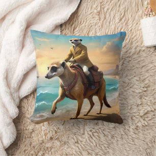 Coussin Jockey Suricate Sur Un Cheval Suricate,