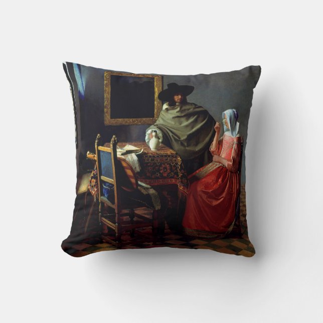 Coussin Johannes Vermeer - Le verre du vin (Recto)