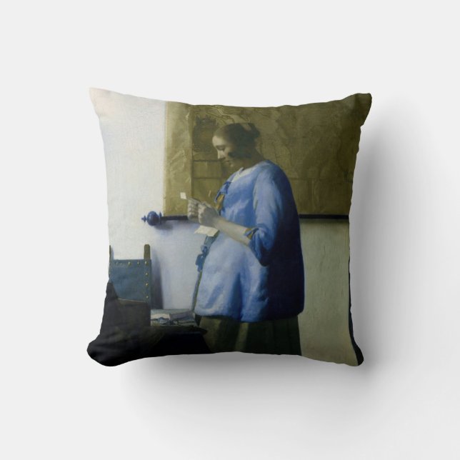 Coussin Johannes Vermeer - Une femme en bleu lisant une le (Recto)