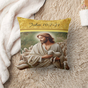 Coussin John 10:7 Scène paisible de berger
