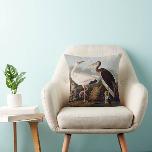 Coussin John James Audubon White Ibis Bird Print Classic (Chaise)
