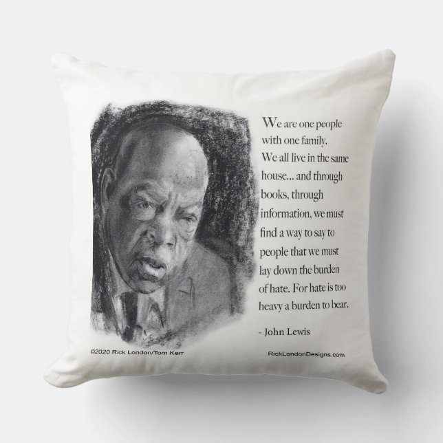 Coussin John Lewis & Citation beau portrait (Recto)